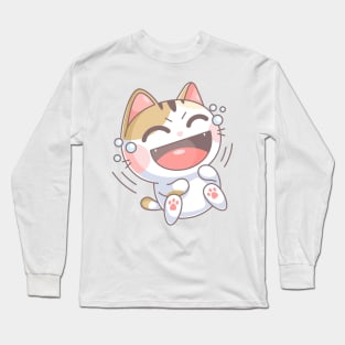 Cute cat laughing out loud Long Sleeve T-Shirt